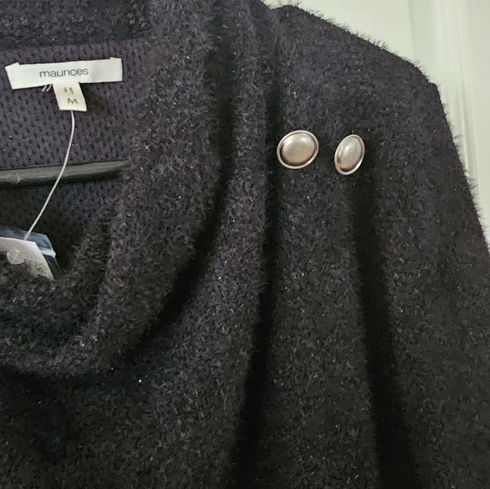 Maurices - NWT Cozy Black Cowl Neck Sweater with split bottom. - Picture 8 of 14